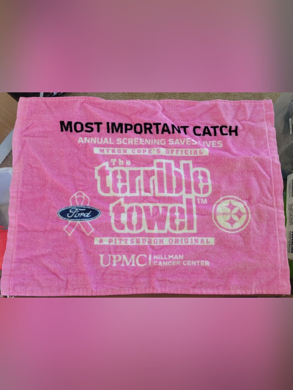 Pittsburgh Steelers NFL Breast Cancer Awareness Pink Terrible Towel